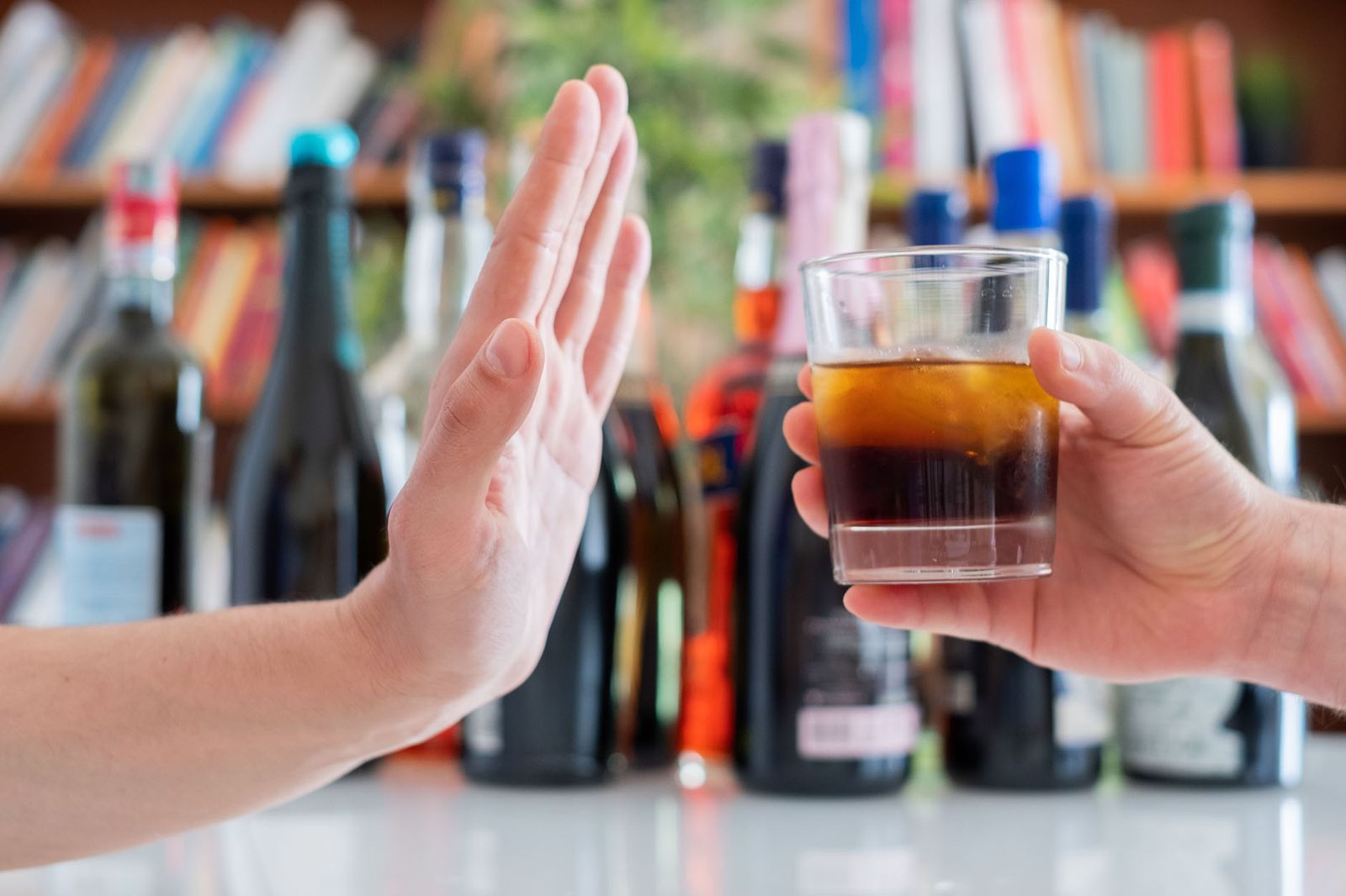 Man refusing alcoholic drink