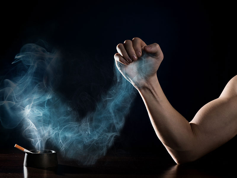 a man is struggling with nicotine addiction